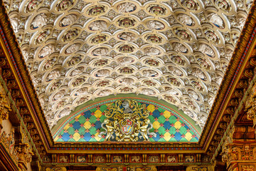 Sculptures in the lobby ceiling of the Louisville Palace theater in Louisville, Kentucky
