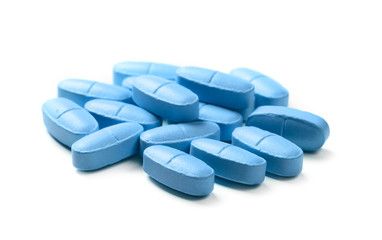 Blue pills white background