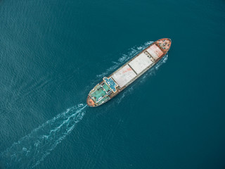 View from the top down by cargo ship passing by, Black Sea, Crimea