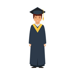student with graduation uniform vector illustration design