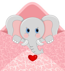 Baby elephant inside love envelope
