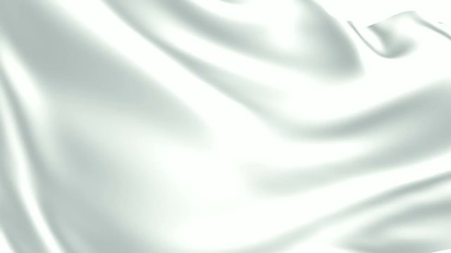 Wave satin fabric white color. Silk cloth fluttering in the wind. Background the tenderness and airiness of motion. 3D animation of a waving cloth.