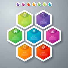 Vector illustration infographics seven hexagons