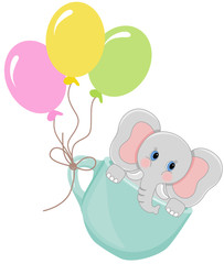 Elephant in teacup with balloons
