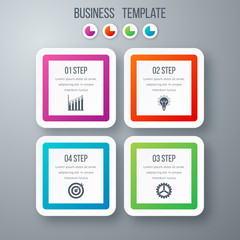 Infographics template four options with square