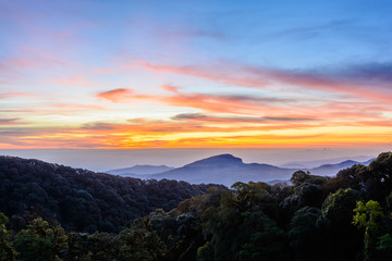 Inthanon Mountain view on sunrise at Chiang mai, Thailand