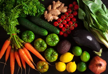 Fototapete Rund Colorful fruits and vegetables background © irinagrigorii