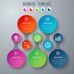 Infographics template five options with circle