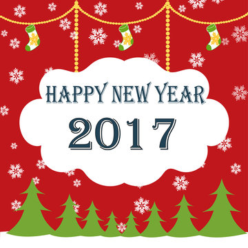 Merry Christmas and Happy New Year 2017 background. Vector illustration.