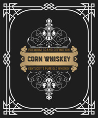 Whiskey label with old frame