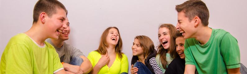 Teenagers having fun at home