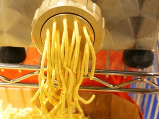 machine to make fresh homemade spaghetti with water and flour eg