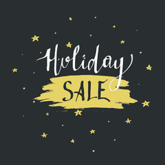 Holiday sale lettering. Christmas calligraphy with spot illustration.