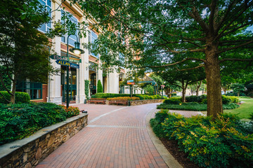 Walkway and buildings at The Green in Uptown Charlotte, North Ca