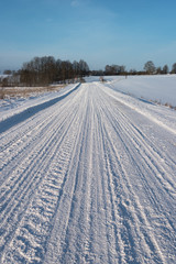 Fototapeta na wymiar Road in winter time, Latvia.