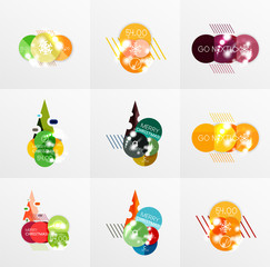 Collection of Christmas Sale Stickers, Labels and Tags with snowflakes