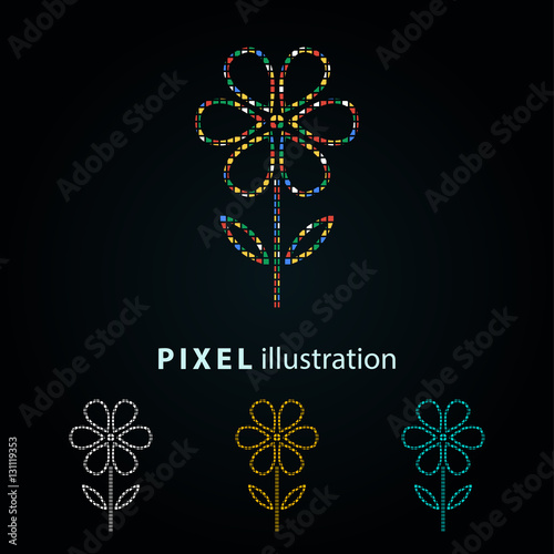 "Flower - pixel illustration." Stock image and royalty-free vector