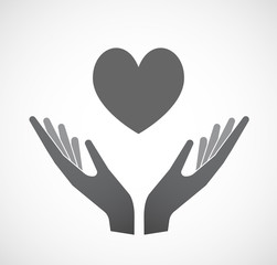 Isolated hands offering  the heart poker playing card sign