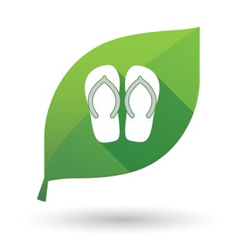 Isolated green leaf with   a pair of flops