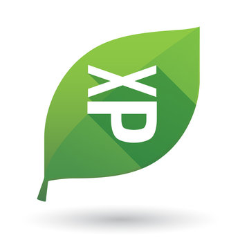 Isolated green leaf with  a Tongue sticking text face emoticon