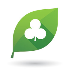Isolated green leaf with  the  Club  poker playing card sign