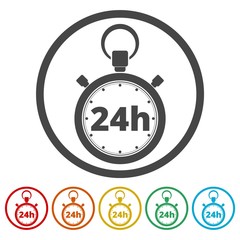 Vector illustration of 24h stopwatch icon 