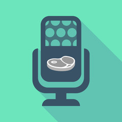 Long shadow microphone  with  a steak icon