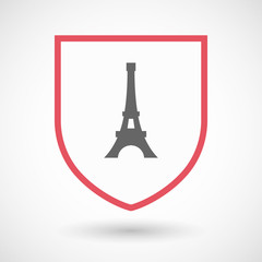 Isolated shield with   the Eiffel tower