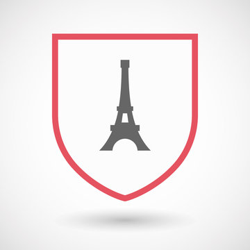 Isolated shield with   the Eiffel tower