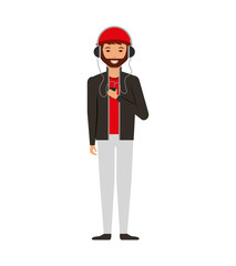 young man with headset character vector illustration design