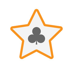 Isolated star with  the  Club  poker playing card sign