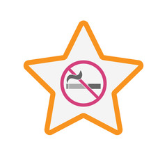 Isolated star with  a no smoking sign