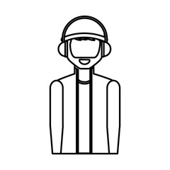 young man with headset character vector illustration design