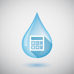 Isolated water drop with  a calculator