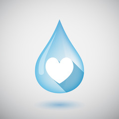 Isolated water drop with  the heart poker playing card sign