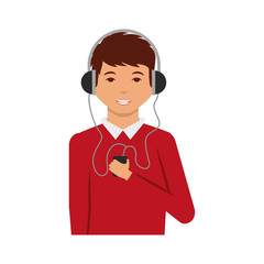 young man with headset character vector illustration design