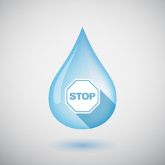 Isolated water drop with  a stop signal