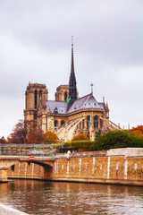 Fototapeta na wymiar Notre Dame de Paris cathedral