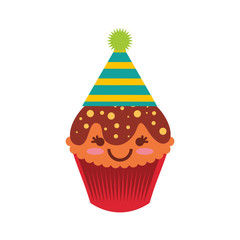 delicious cupcake character kawaii vector illustration design