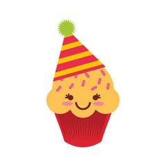 delicious cupcake character kawaii vector illustration design