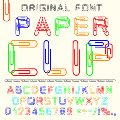 Paper clip font. Easy to paint letters and numbers. Original alphabet