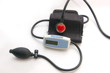 A device for measuring blood pressure. Checking blood pressure of a patient, selective focus.
