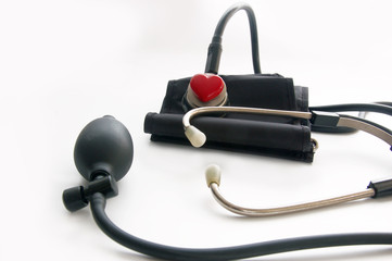 A device for measuring blood pressure. Checking blood pressure of a patient, selective focus.
