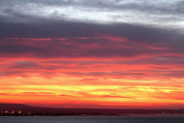 November dawn on sea coast. Palma-de-Majorca, Spain