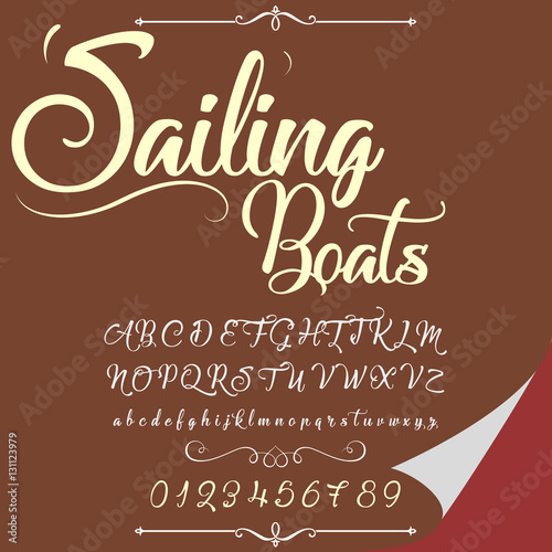 “Hand drawn typeface set named Sailing Boats Brush painted characters