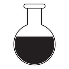 Simple flat chemical flask icon, grayscale on white background