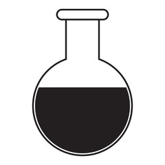 Simple flat chemical flask icon, grayscale on white background