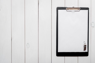 concept refereeing sport on wooden background top view mock up