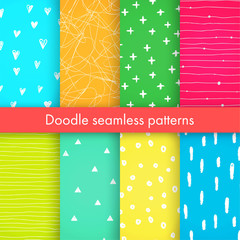 Set of bright vector doodle patterns.