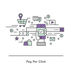 Vector Icon Style Illustration Logo of Pay-per-click PPC cost per click CPC  internet advertising model